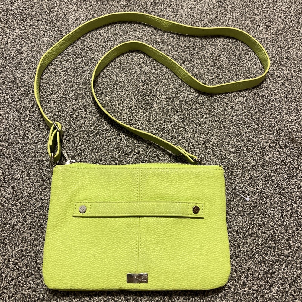 THIRTY-ONE Jewell Street Style Purse Lime Green Citrus Pebble Crossbody Clutch